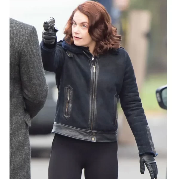 Ruth Wilson Luther Alice Morgan Shearling Suede Black Jacket