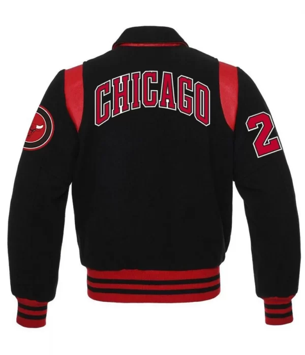 Sailor Collar Chicago Bulls Wool Black Varsity Jacket