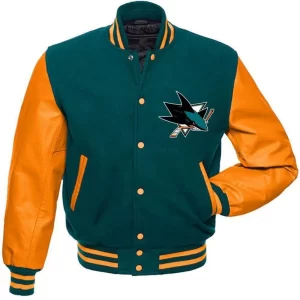 San Jose Sharks NHL Varsity Green and Orange Jacket