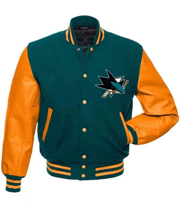 San Jose Sharks NHL Varsity Green and Orange Jacket