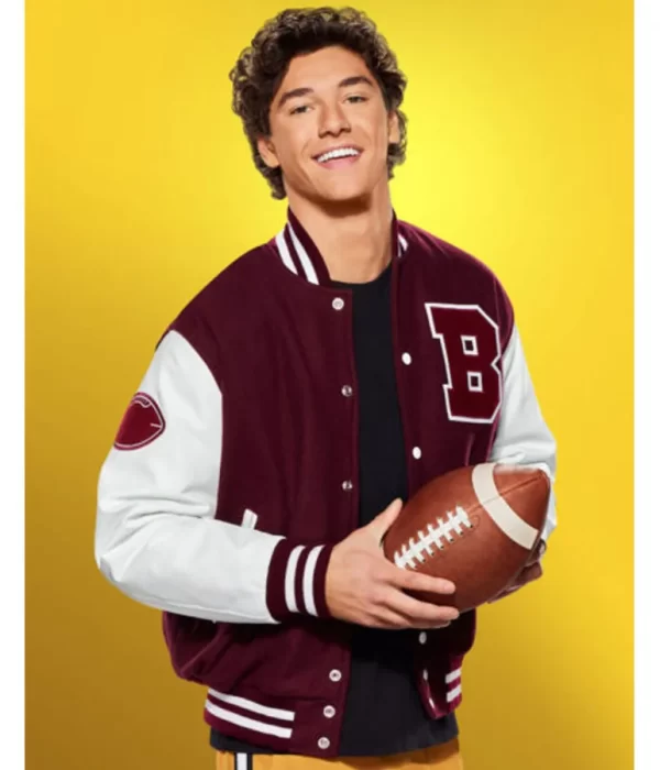 Saved by the Bell Belmont Cameli Maroon and White Letterman Jacket