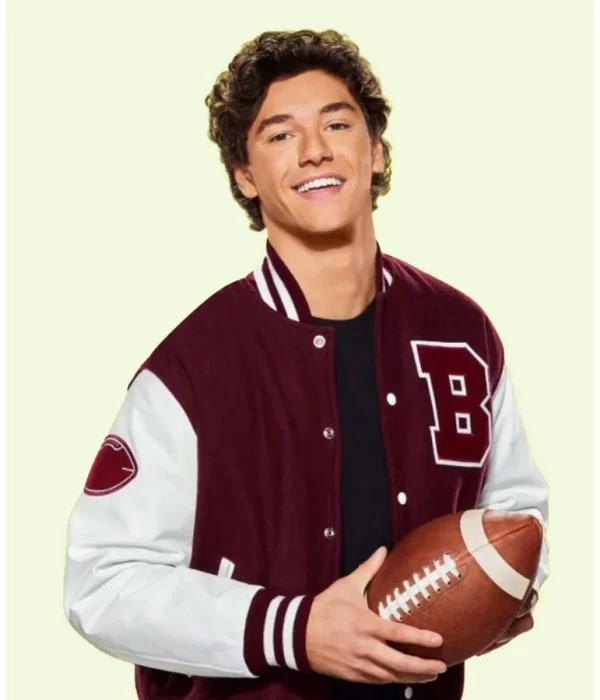 Saved by the Bell Jamie Spano Maroon and White B Varsity Jacket