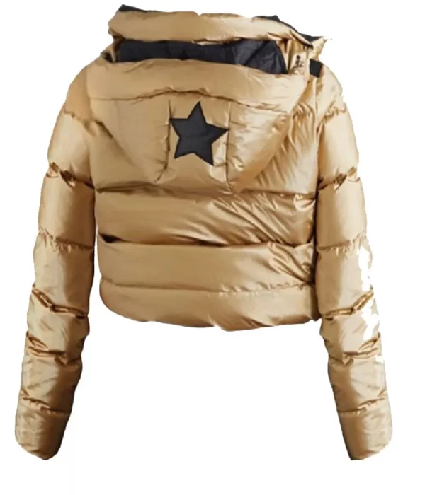 Ted Lasso Keeley Jones Puffer Golden Jacket with Hood