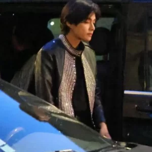 BTS’ V The Streets Of France Studded Real Leather Jacket