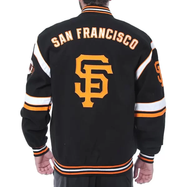 Black San Francisco Giants Logo Embroidered Full-Snap Varsity Wool Jacket