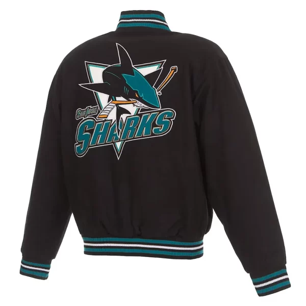 Black San Jose Sharks Varsity Wool Full-Zip Jacket