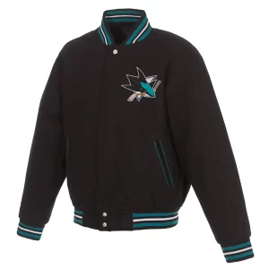 Black San Jose Sharks Varsity Wool Jacket