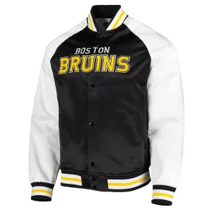 Boston Bruins Prime Time Black and White Satin Jacket