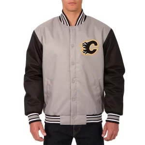 Calgary Flames Poly-Twill Gray and Black Jacket