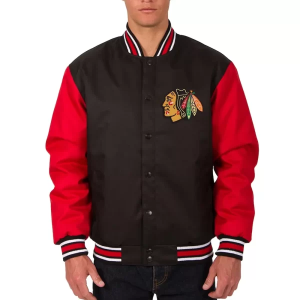 Chicago Blackhawks Black and Red Poly-Twill Jacket