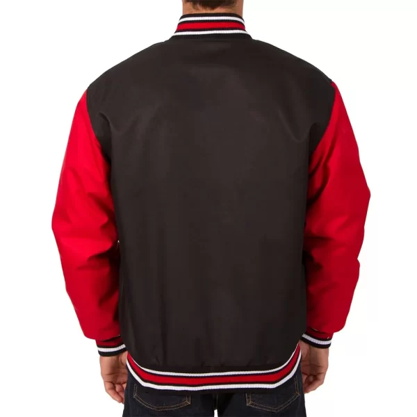 Chicago Blackhawks Front-Hit Poly-Twill Black & Red Full-Snap Jacket