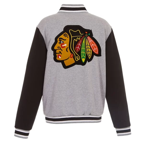 Chicago Blackhawks Gray/Black Varsity Wool Full-Snap Jacket