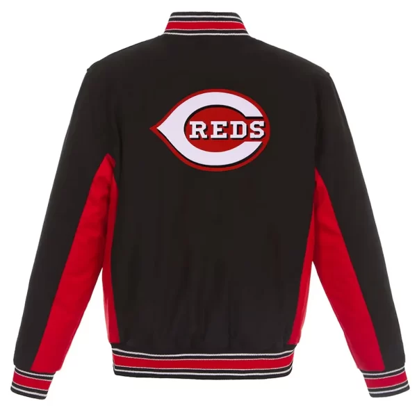 Cincinnati Reds Black/Red Varsity Wool Full-Snap Jacket