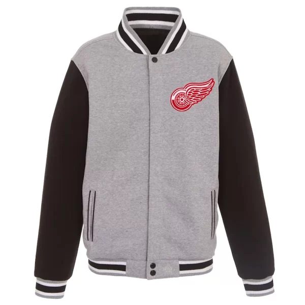 Detroit Red Wings Gray & Black Varsity Wool Full-Snap Jacket