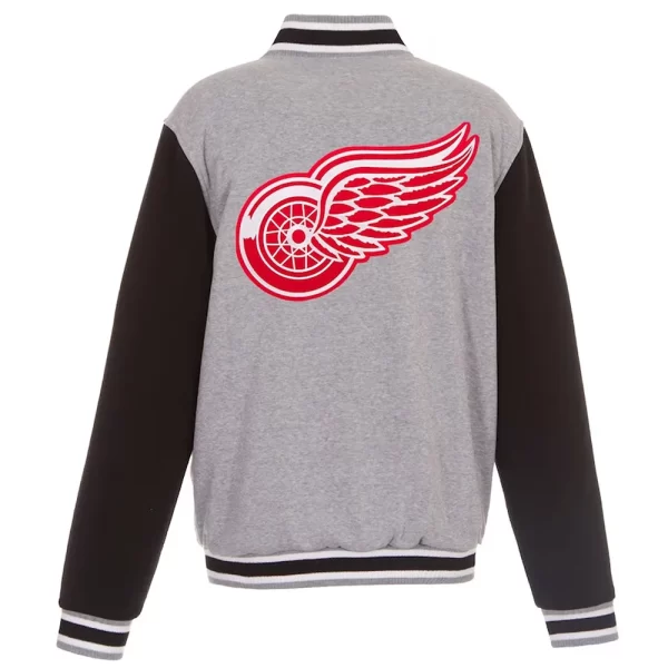 Detroit Red Wings Gray and Black Varsity Wool Full-Snap Jacket