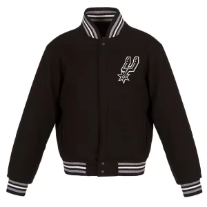 Embroidered San Antonio Spurs Varsity Black Wool Jacket