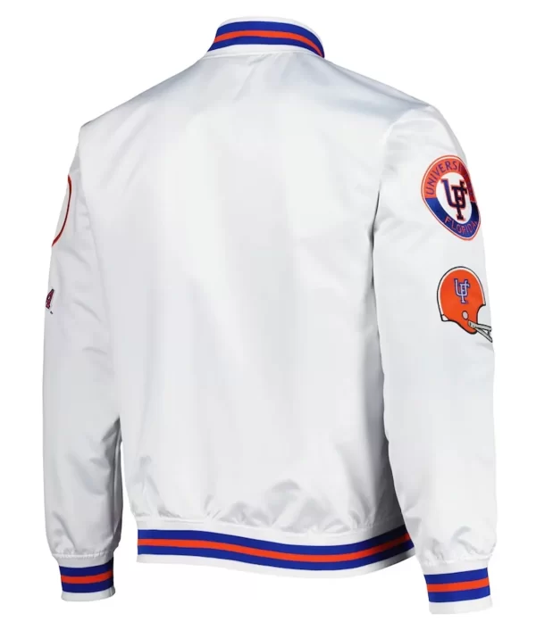 Florida Gators City Collection White Satin Varsity Jacket