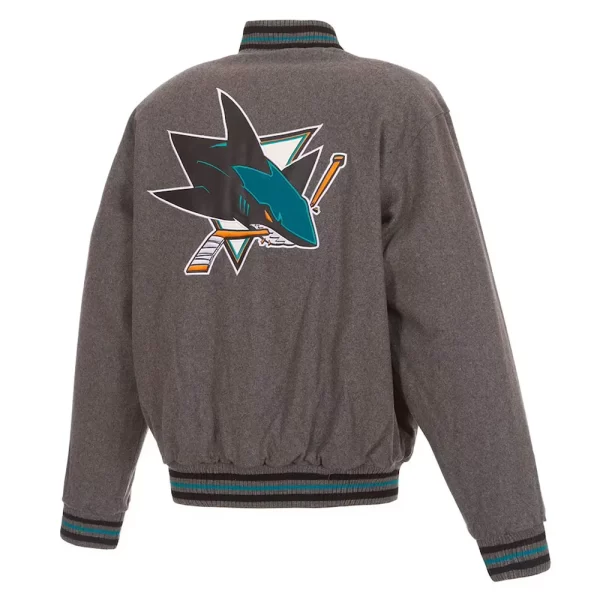 Gray San Jose Sharks Varsity Full-Zip Wool Jacket