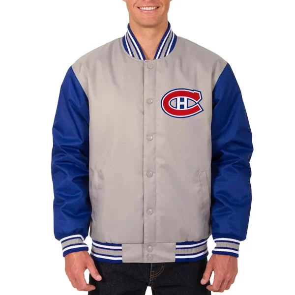 Gray and Royal Blue Montreal Canadiens Poly-Twill Jacket