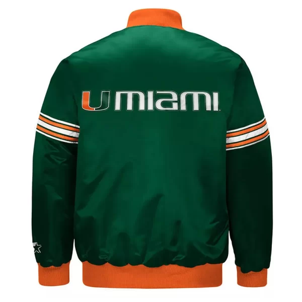 Green Miami Hurricanes Draft Pick Full-Snap Varsity Satin Jacket