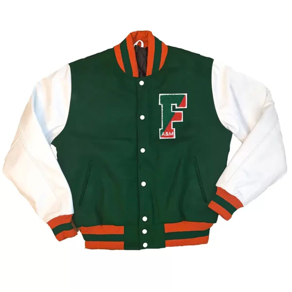 FAMU Varsity Wool and Leather Green & White Jacket - A2 Jackets
