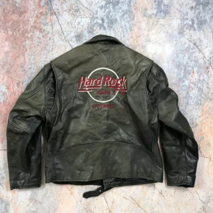 Hard Rock Cafe Ottawa Black Biker Leather Jacket