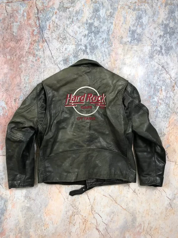 Hard Rock Cafe Ottawa Black Biker Leather Jacket