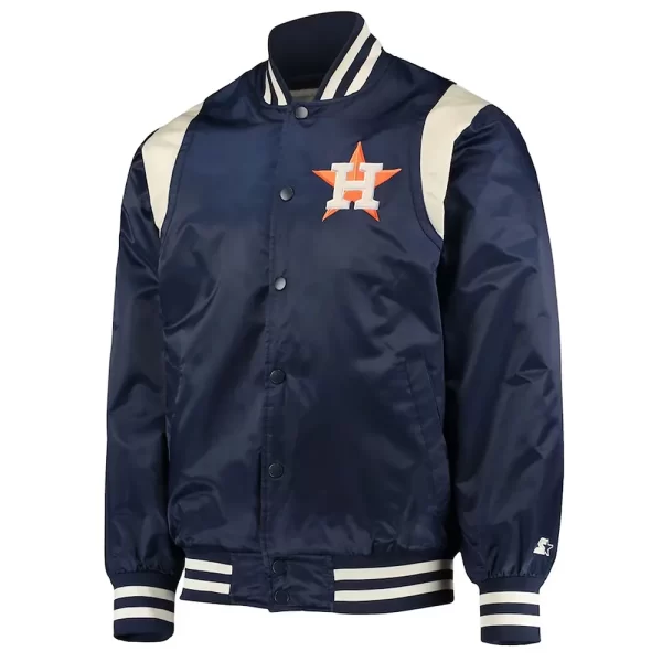 Houston Astros Navy & Cream Vintage Varsity Satin Jacket