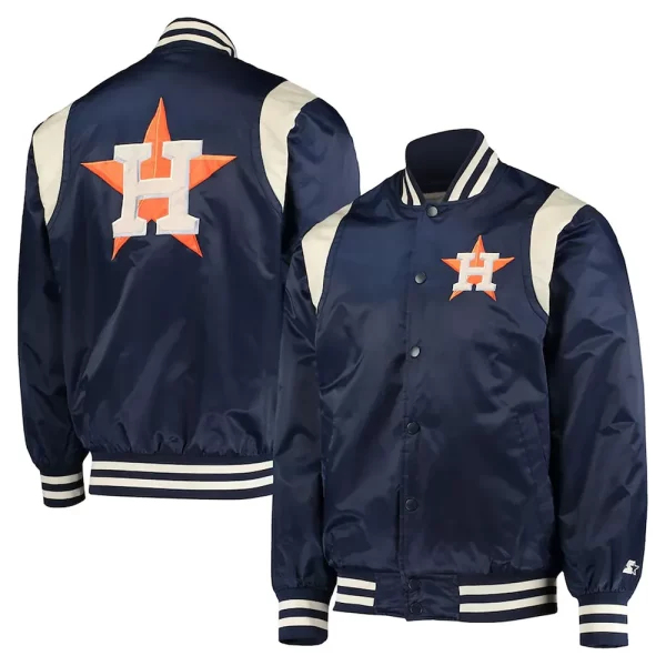 Houston Astros Navy Vintage Varsity Satin Jacket