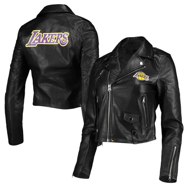 LA Lakers Black Moto Leather Jacket