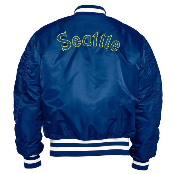 MA-1 Seattle Mariners Satin Bomber Blue Jacket