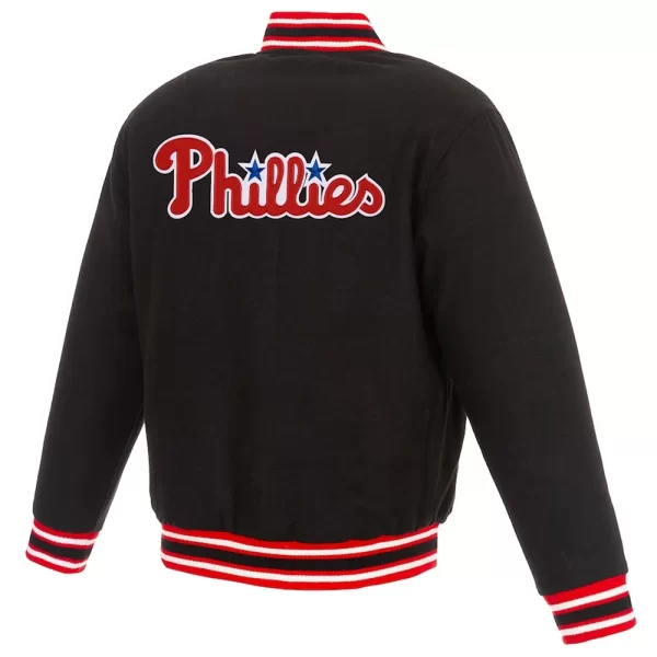 MLB Philadelphia Phillies Full-Zip Black Wool Varsity Jacket