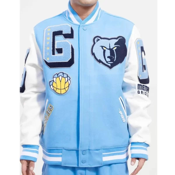 Memphis Grizzlies Blue and White Varsity Jacket