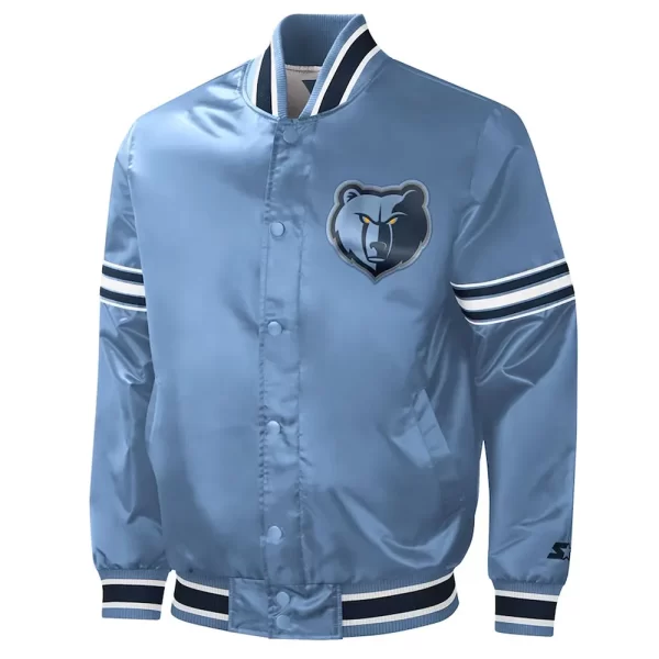 Memphis Grizzlies Slider Light Blue Varsity Satin Jacket