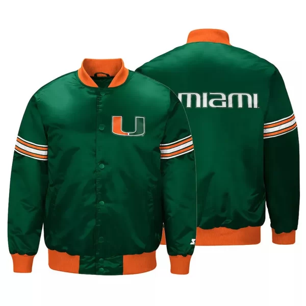 Miami Hurricanes Draft Pick Green Satin Jacket