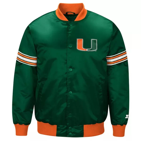 Miami Hurricanes Draft Pick Green Varsity Satin Jacket