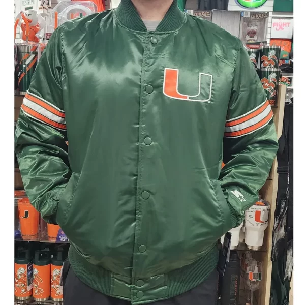 Miami Hurricanes Slider Green Jacket