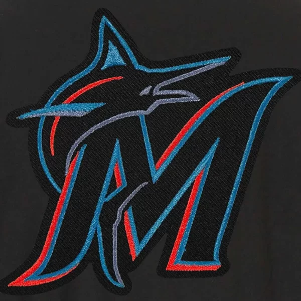 Miami Marlins Accent Varsity Wool Black Jacket