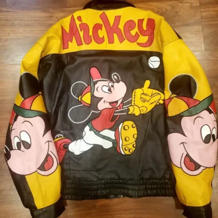 Mickey Mouse Multicolor Vintage Leather Jacket