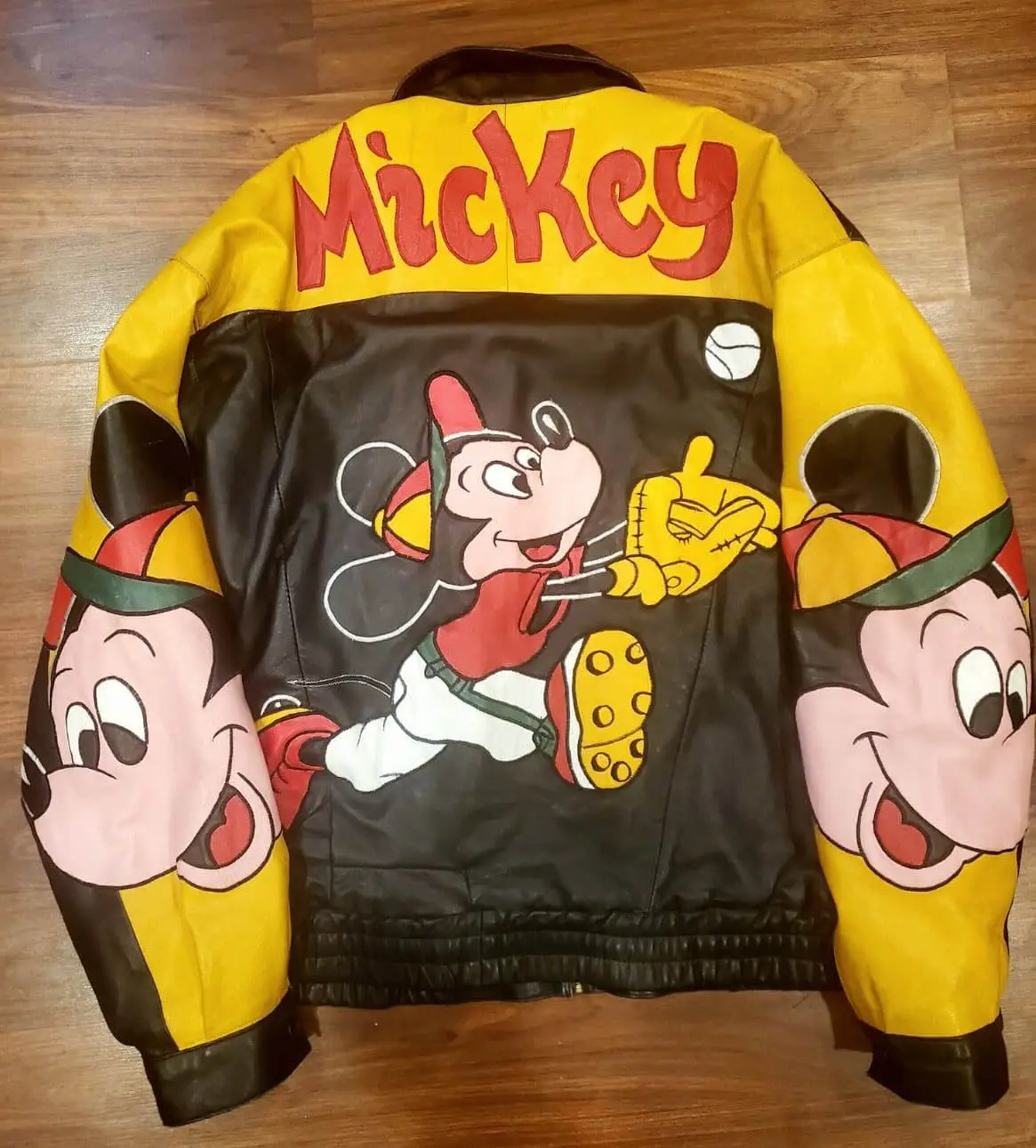 Vintage Mickey Mouse Multicolor Leather Jacket - A2 Jackets