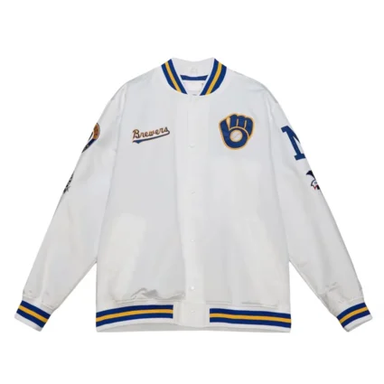 Milwaukee Brewers City Collection White Varsity Satin Jacket