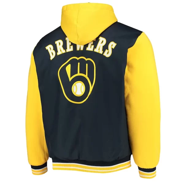 Milwaukee Brewers Full-Snap Navy & Gold Hoodie Jacket