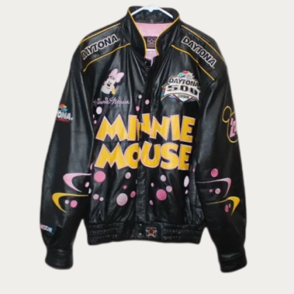 Minnie Mouse Jeff Hamilton Black Leather Jacket
