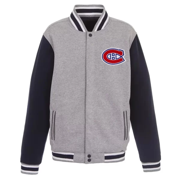 Montreal Canadiens Gray and Black Varsity Wool Jacket