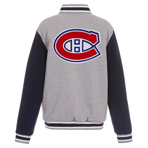 Montreal Canadiens Gray/Black Varsity Full-Snap Wool Jacket