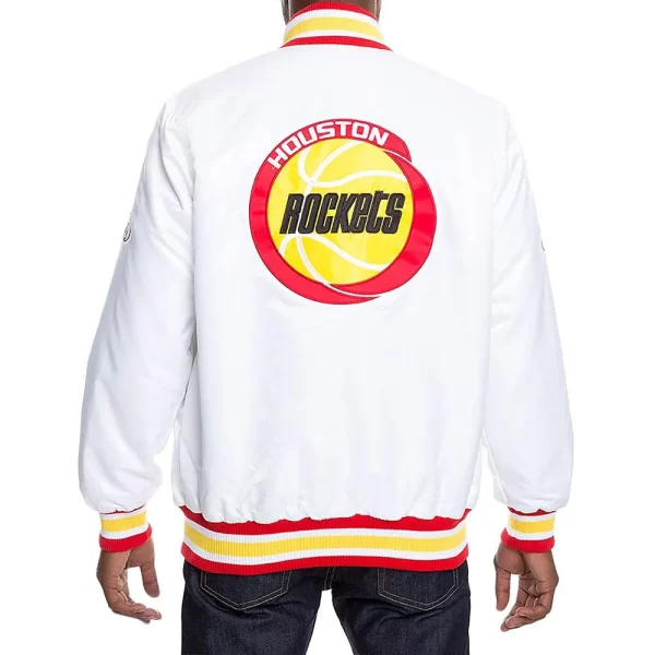 NBA Houston Rockets Finals Bomber White Satin Jacket