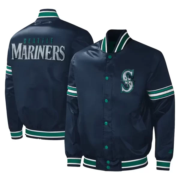 Navy Seattle Mariners Midfield Satin Jacket