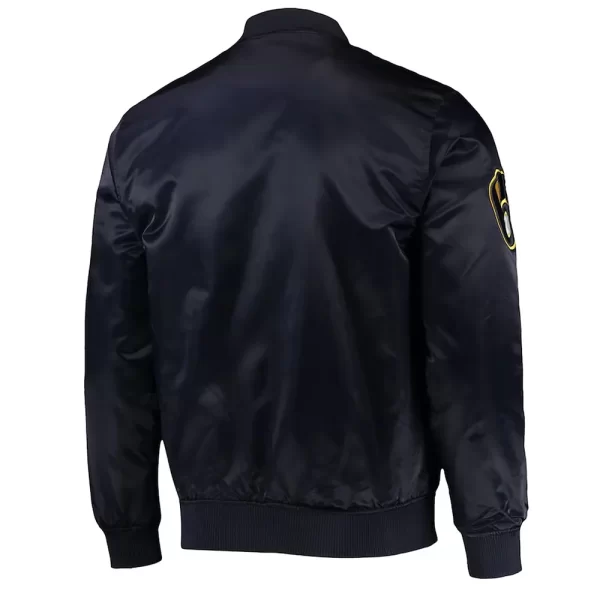 Navy Wordmark Milwaukee Brewers Satin Full-Snap Jacket