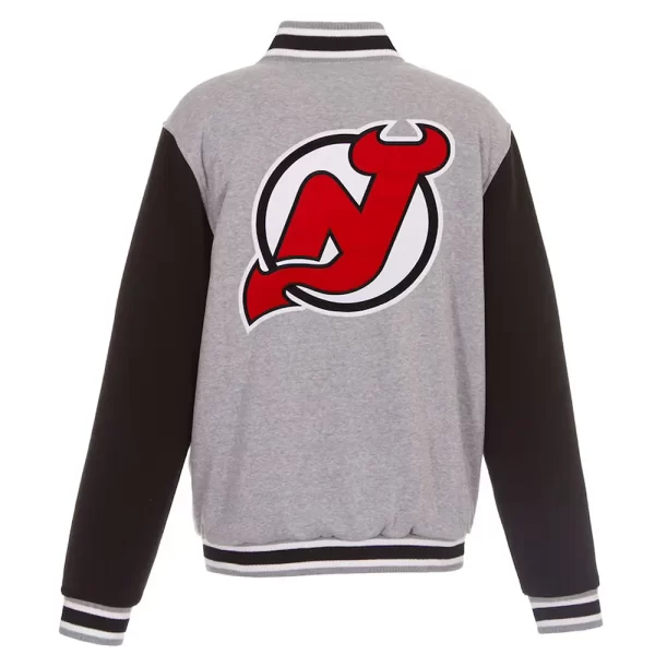 New Jersey Devils Gray & Black Full-Snap Wool Varsity Jacket