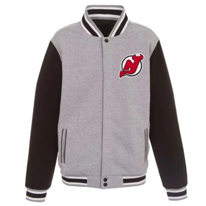 New Jersey Devils Gray and Black Varsity Wool Jacket